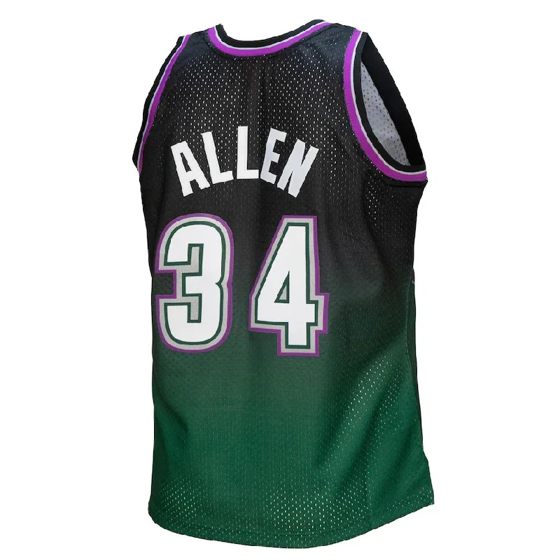 Soft Basketball Jersey for Casual Wear-M.Bucks #34 Ray Allen Mitchell & Ness 1996-97 Hardwood Classics Fadeaway Swingman Player Jersey Green-Black Stitched American Basketball Jersey