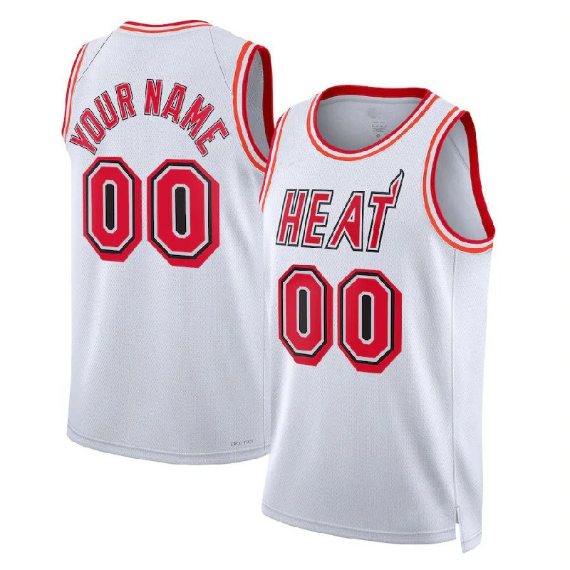 Basketball Jersey with Personalized Name and Number-Custom M.Heat Unisex 2022-23 Swingman Jersey Classic Edition White Stitched Basketball Jersey