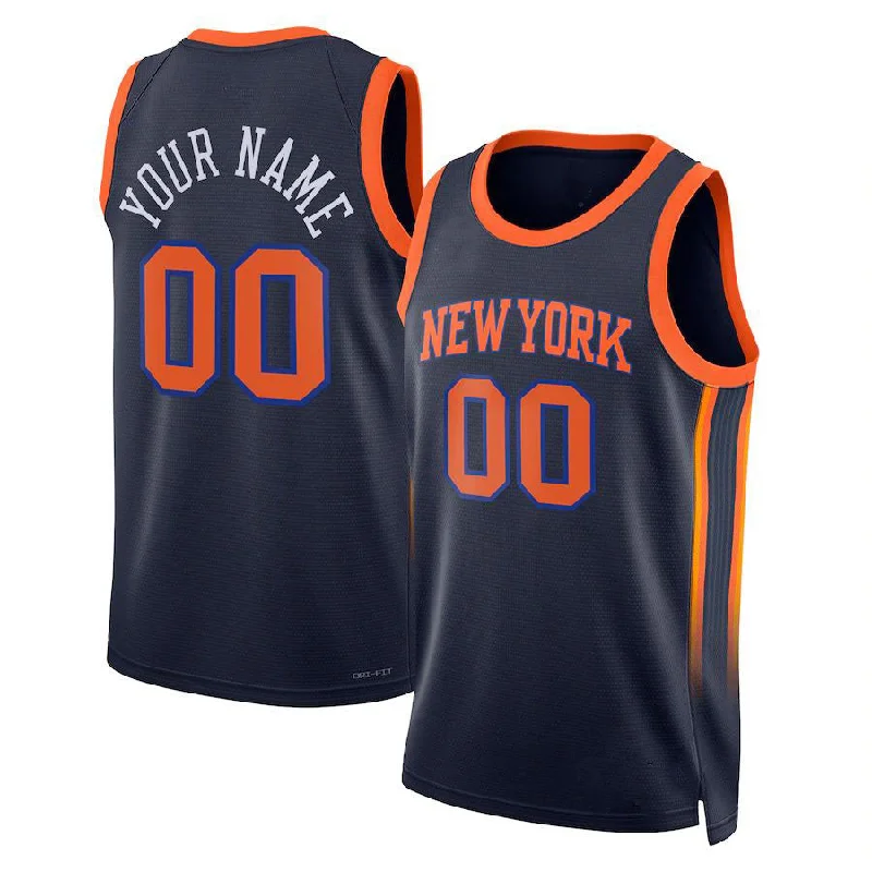 Team Basketball Jersey with Custom Fonts and Colors-Custom NY.Knicks Jordan Brand Unisex 2022-23 Swingman Jersey Statement Edition Navy Stitched Basketball Jersey