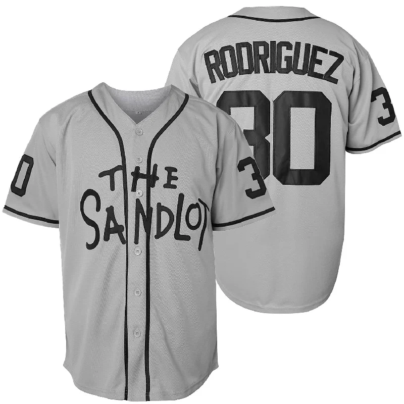 Soft Baseball Jersey for Summer Wear-The Sandlot Benny Rodriguez #30 Men Stitched Movie Baseball Jersey Gray Color