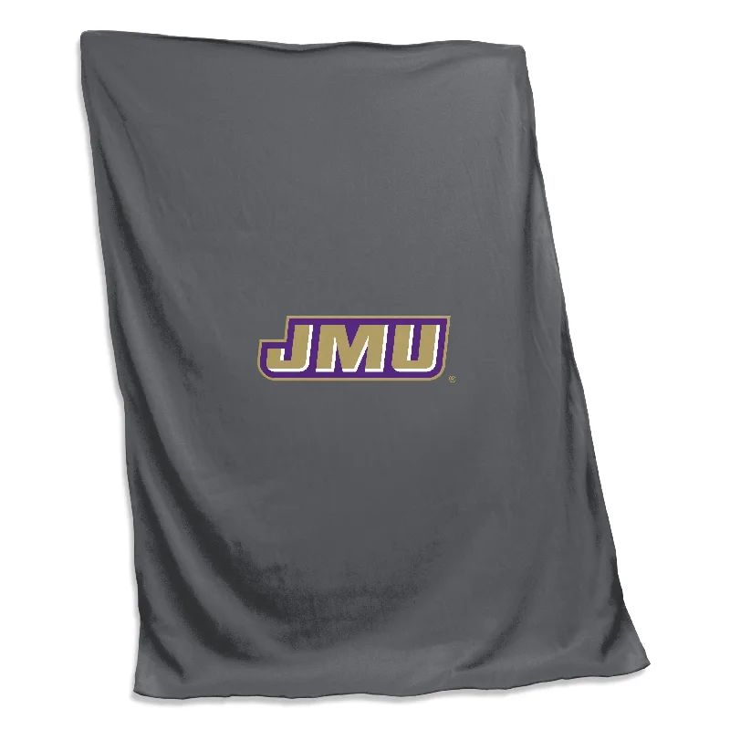 Team Home Textiles with Team Logos for Bedrooms-James Madison Screened Sweatshirt Blanket