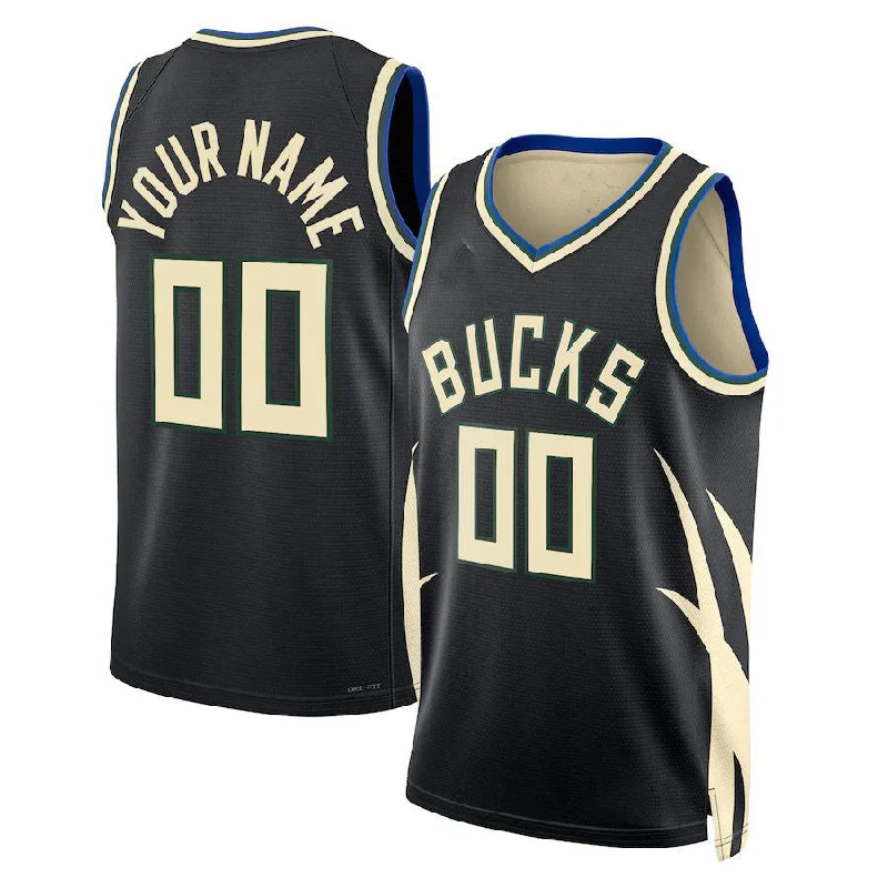 Basketball Jersey with Team Number for Customization-Custom M.Bucks Jordan Brand Unisex 2022-23 Swingman Jersey Statement Edition Black Statement Edition Stitched Basketball Jersey