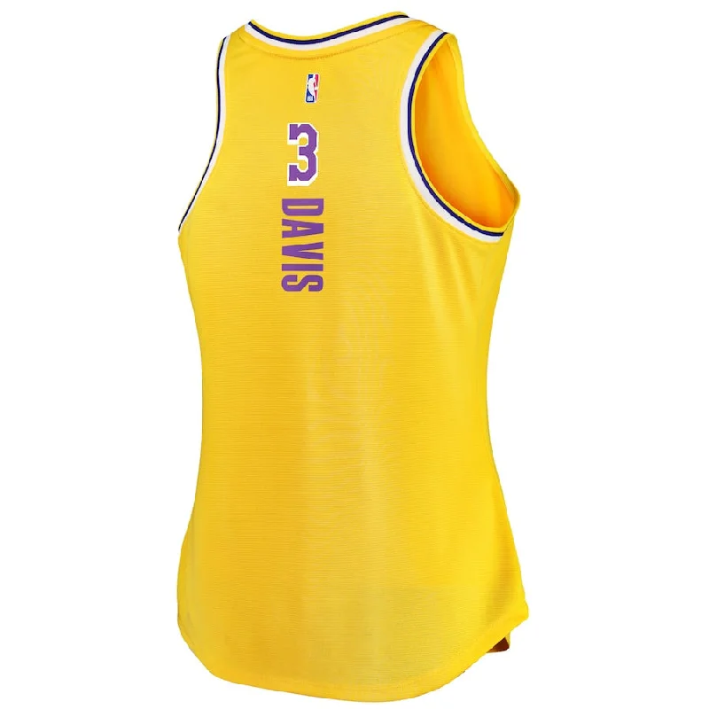 Professional Basketball Jersey for League Play-LA.Lakers #3 Anthony Davis Fanatics Branded Women's Fast Break Player Movement Jersey Tank Top Gold Stitched American Basketball Jersey