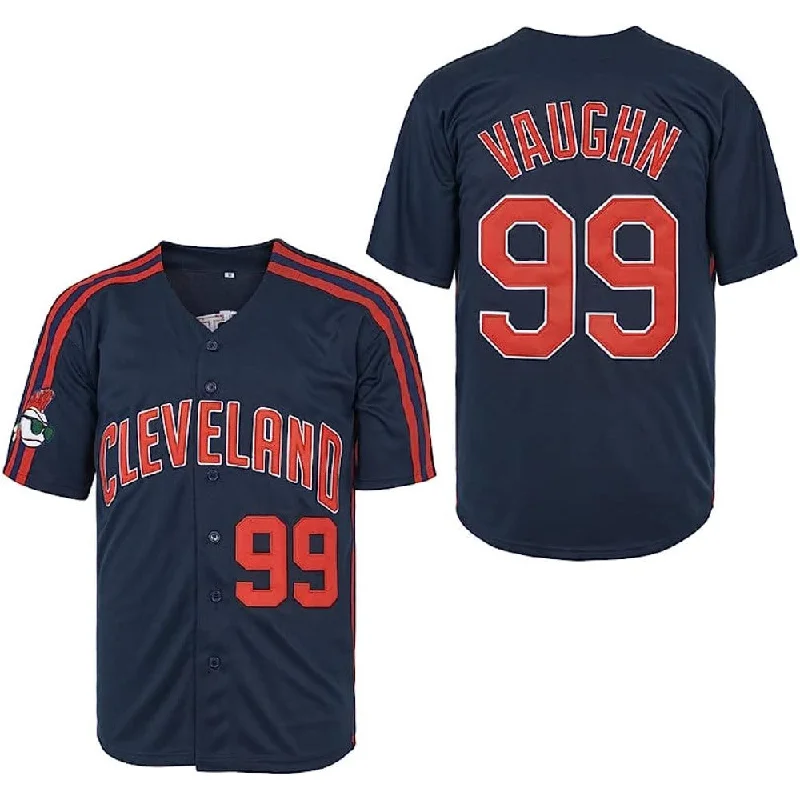 Baseball Jersey for Charity Events and Fundraisers-Ricky Wild Thing Vaughn #99 Major League Baseball Jersey Navy