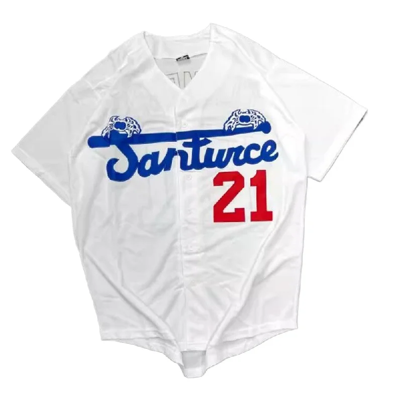 All-Black Baseball Jersey for a Bold Look-Clemente #21 Santurce Crabbers Puerto Rico Baseball Jersey White