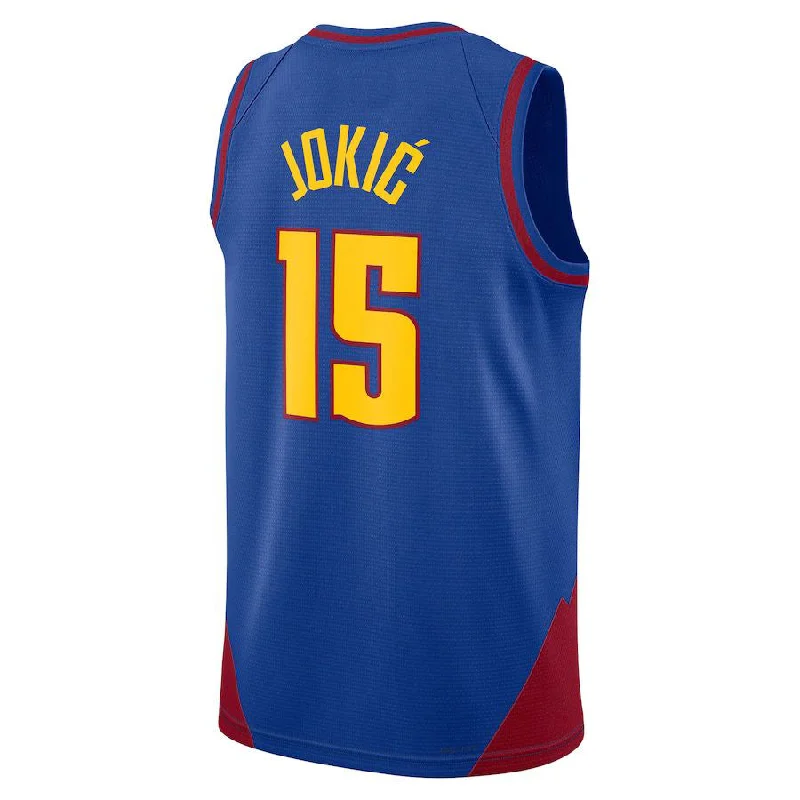 Stylish Basketball Jersey with Graphics and Text-D.Nuggets #15 Nikola Jokic Jordan Brand 202223 Statement Edition Swingman Jersey Blue Stitched American Basketball Jersey