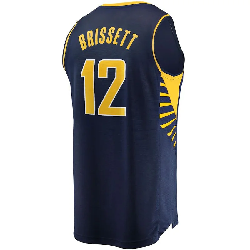 Retro-Inspired Basketball Jersey for Vintage Style-IN.Pacers #12 Oshae Brissett Fanatics Branded Youth 2021-22 Fast Break Replica Jersey Navy Icon Edition Stitched American Basketball Jersey