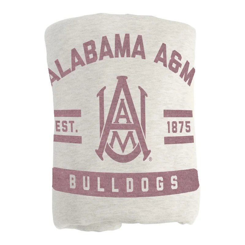 Team Home Textiles for Kids' Rooms and Playrooms with Team Branding-Alabama A&M Oatmeal Sweatshirt Blanket