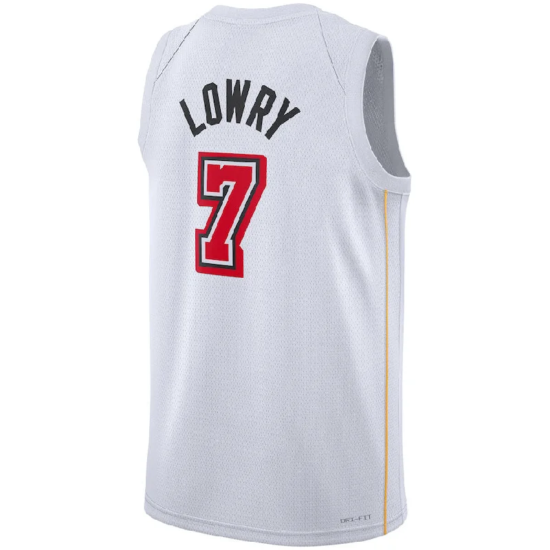 Basketball Jersey with Mesh Panels for Ventilation-M.Heat #7 Kyle Lowry Unisex 2022-23 Swingman Jersey City Edition White Stitched American Basketball Jersey