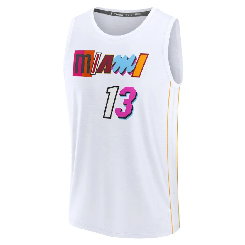 Lightweight Basketball Jersey for Hot Summer Days-M.Heat #13 Bam Adebayo Fanatics Branded 2022-23 Fastbreak Jersey City Edition White Stitched American Basketball Jersey