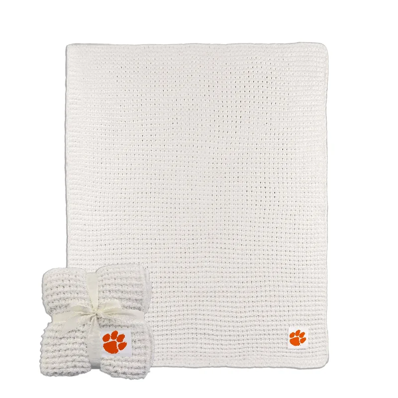 Team Home Textiles with Eco-Friendly Fabrics for Conscious Fans-Clemson Cable Knit Throw 50x60