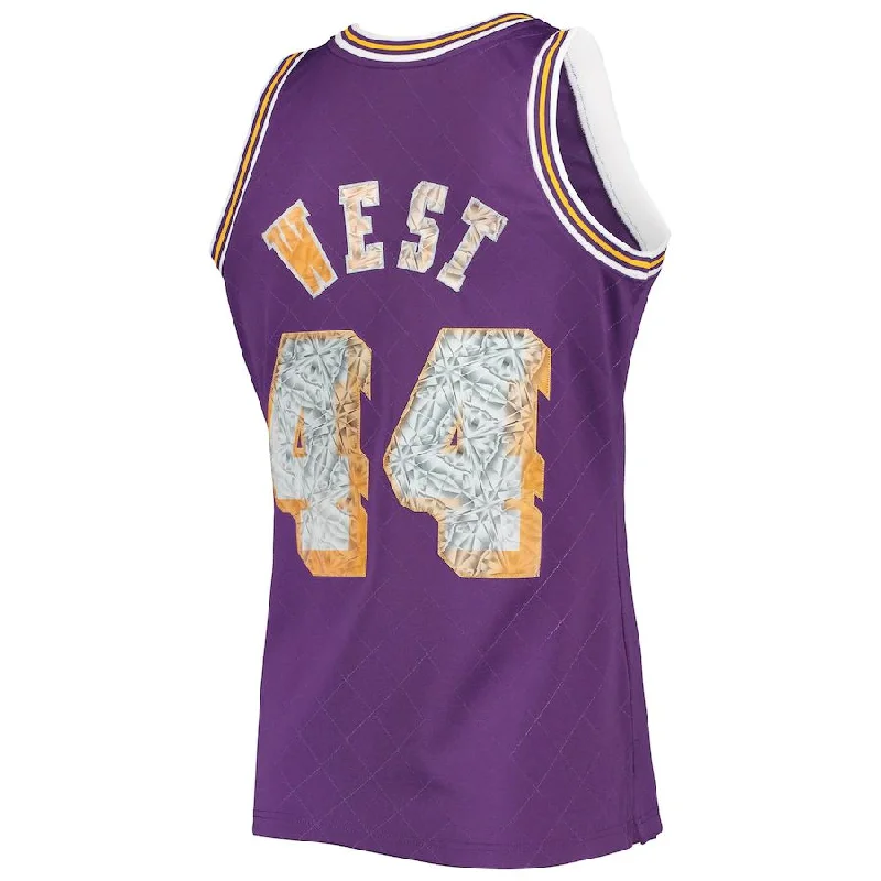 Vintage Basketball Jersey for Classic Design Lovers-LA.Lakers #44 Jerry West Mitchell & Ness 1996-97 Hardwood Classics 75th Anniversary Diamond Swingman Jersey Purple Stitched American Basketball Jersey