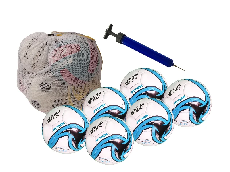 High-Traction Football for Precise Throwing and Catching-Silver Fern Soccer Ball Kit, sz3 - 6 Ball