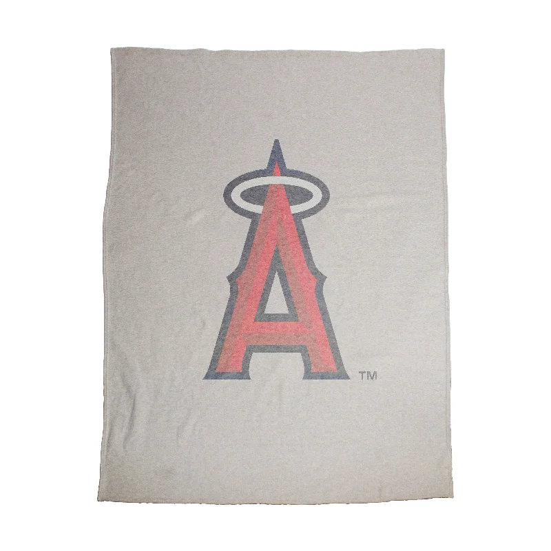 Team Home Textiles for Home Offices and Workspaces-Los Angeles Angels Oversized Logo Sublimated Sweatshirt Blanket