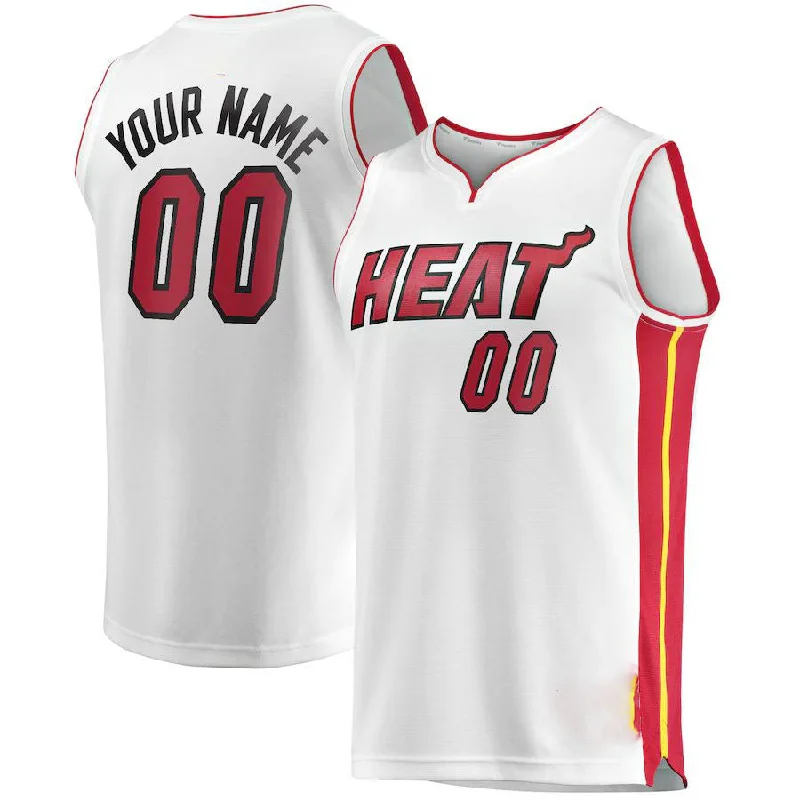 Lightweight Basketball Jersey for Fast Movement-Custom M.Heat Fanatics Branded  Fast Break Replica Jersey White Association Edition Stitched Basketball Jersey