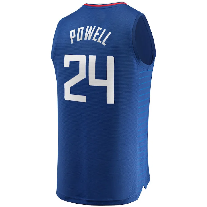 Breathable Basketball Jersey for Active Play-LA.Clippers #24 Norman Powell Fanatics Branded 2021-22 Fast Break Replica Jersey  Icon Edition Royal Stitched American Basketball Jersey