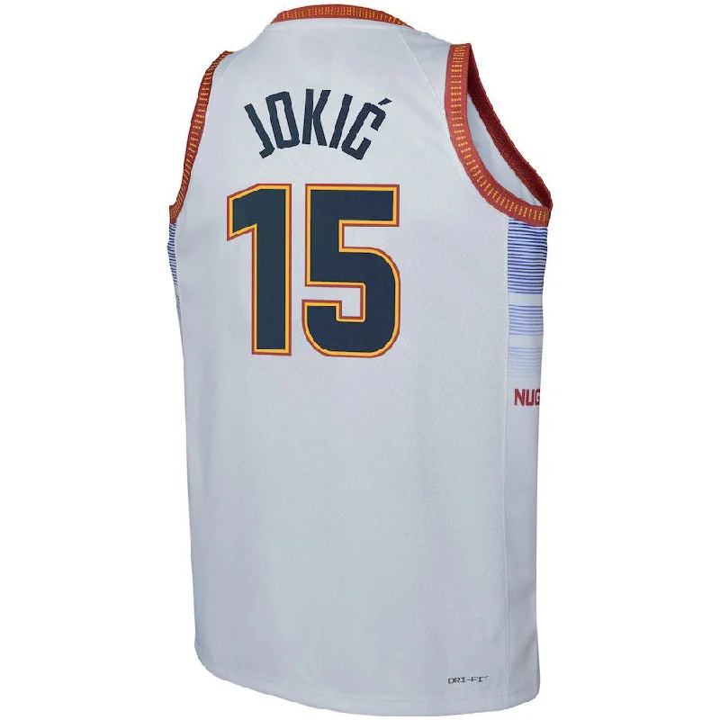 Custom Basketball Jersey with Your Own Graphics-D.Nuggets #15 Nikola Jokic 2022-23 Swingman Jersey City Edition White Stitched American Basketball Jersey