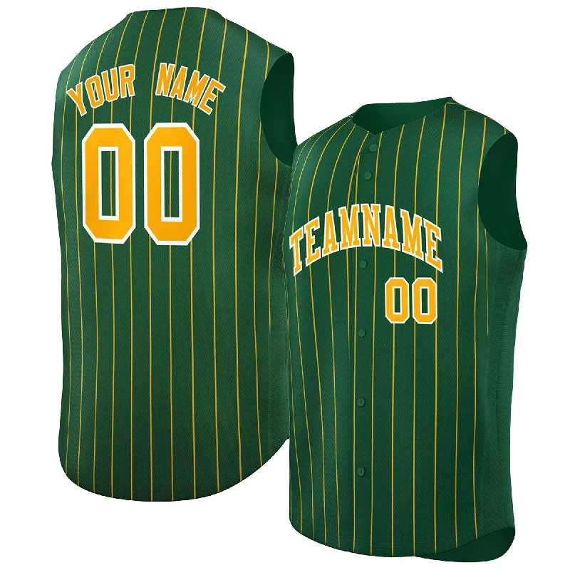 Casual Baseball Jersey for Relaxed Weekend Looks-Custom Green Yellow-White Sleeveless Stripe Fashion Baseball Jersey