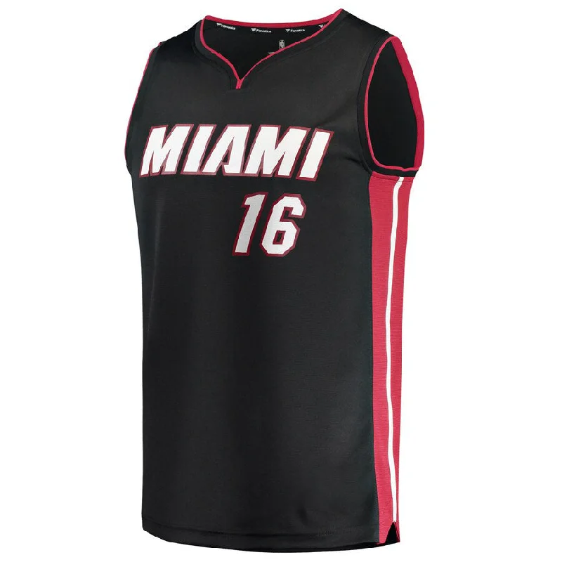 Basketball Jersey with Custom Logo for Teams-M.Heat #16 Caleb Martin Fanatics Branded 2021-22 Fast Break Replica Jersey  Icon Edition Black Stitched American Basketball Jersey