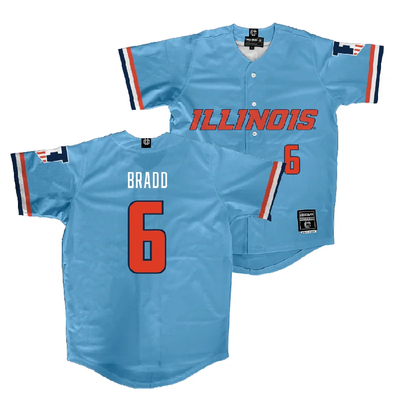 Bold Color Block Baseball Jersey for Modern Style-Illinois Light Blue Baseball Jersey  - Asher Bradd