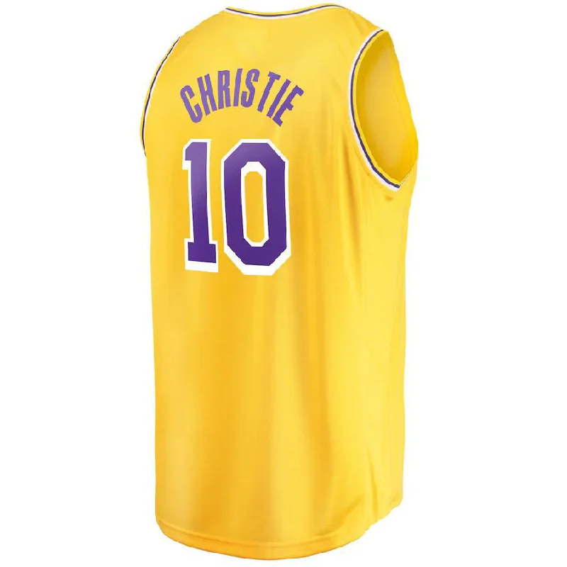 Lightweight Basketball Jersey for Hot Summer Days-LA.Lakers #10 Max Christie Fanatics Branded 2022-23 Fast Break Replica Player Jersey Icon Gold Stitched American Basketball Jersey