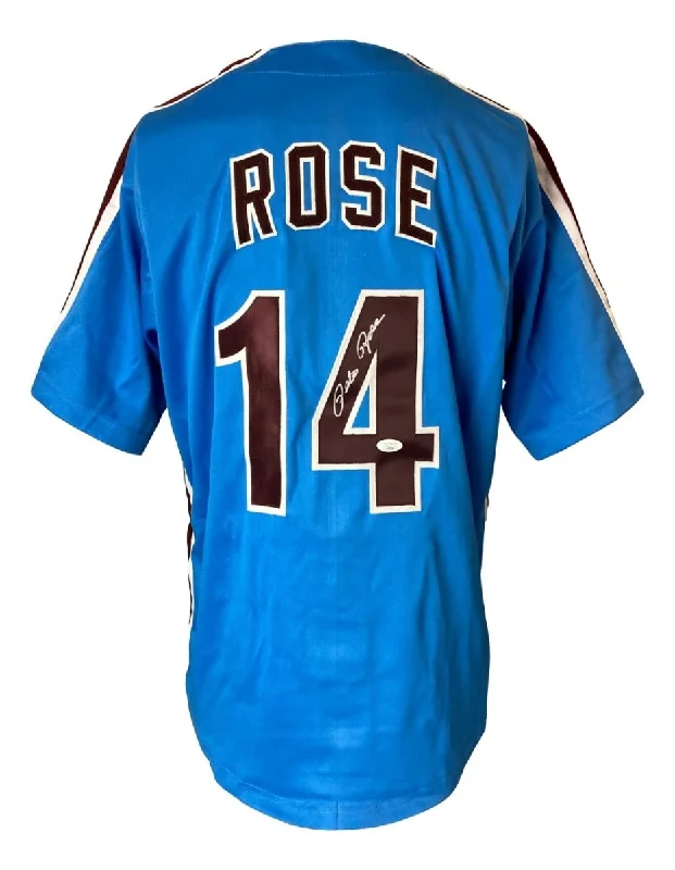 Custom Logo Baseball Jersey for Club Teams-Pete Rose Philadelphia Signed Blue Baseball Jersey JSA Hologram