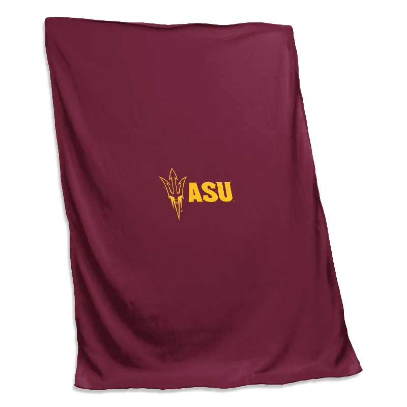 Personalized Team Home Textiles for Custom Bedrooms and Living Rooms-Arizona State Combo Mark Maroon Screened Sweatshirt Blanket