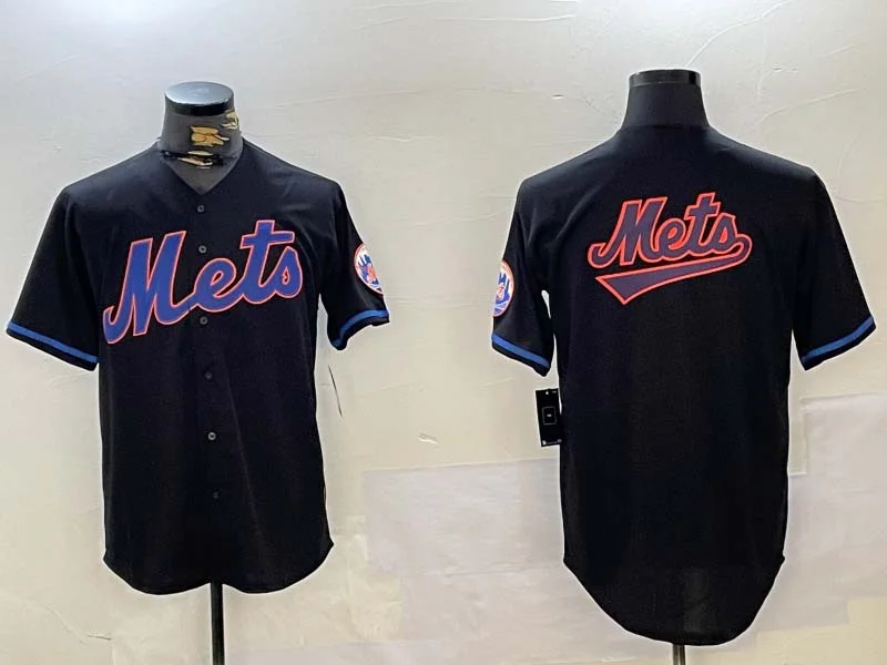 Baseball Jersey with Team Mascot Logo-New York Mets Team Big Logo Graphite 2024 City Connect Limited Stitched Baseball Jerseys