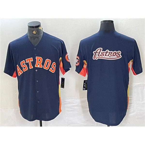 Retro Style Baseball Jersey for Classic Fans-Houston Astros Navy Team Big Logo With Patch Cool Base Stitched Baseball Jerseys