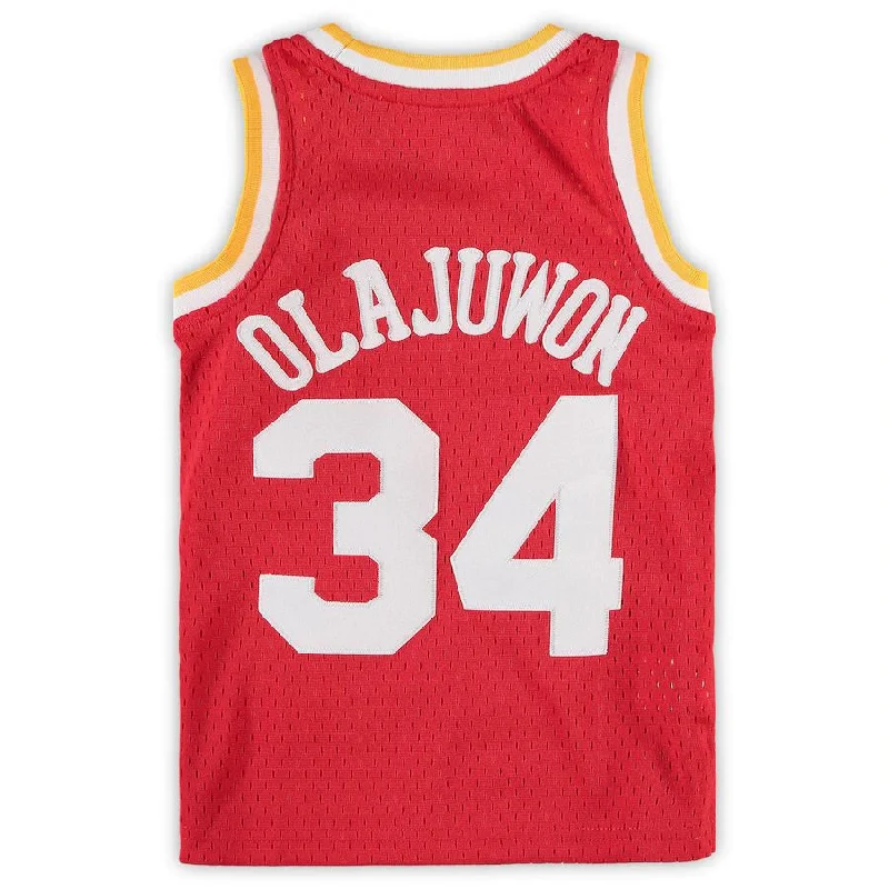 Custom Basketball Jersey for Team Players-H.Rockets #34 Hakeem Olajuwon Mitchell & Ness Preschool Hardwood Classics Throwback Team Jersey Red Stitched American Basketball Jersey