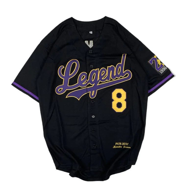 Customizable Baseball Jersey for Coaches-Kobe Bryant Legend Jersey 8/24 Stitched Baseball Jersey Black Color