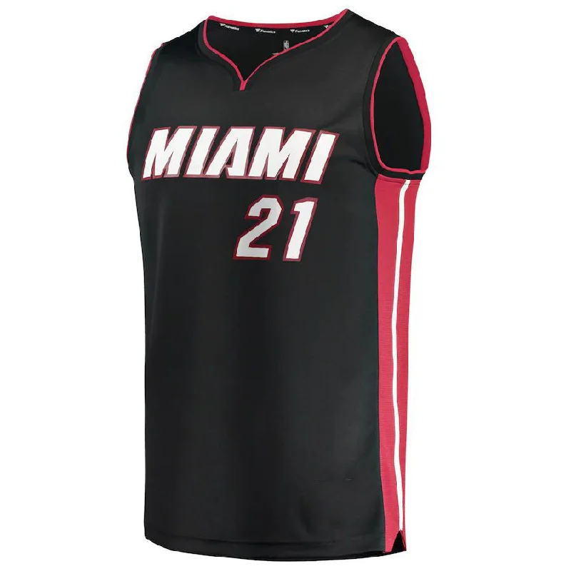 Basketball Jersey with Stitched Name and Number-M.Heat #21 Dewayne Dedmon Fanatics Branded  2021-22 Fast Break Replica Jersey Icon Edition Black Stitched American Basketball Jersey