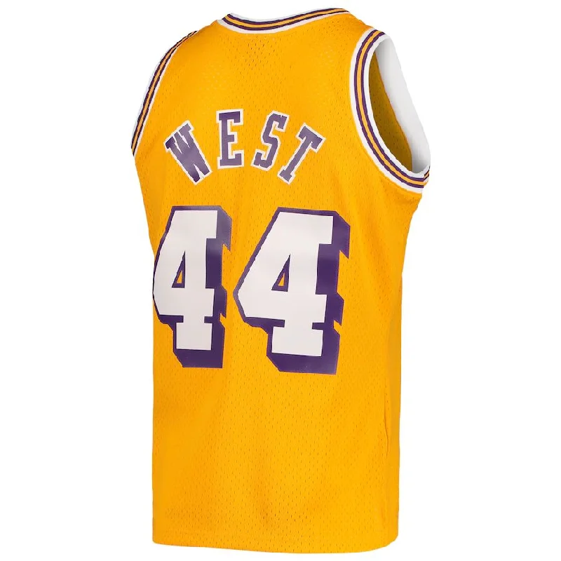 Official NBA Basketball Jersey for Fans-LA.Lakers #44 Jerry West Mitchell & Ness Hardwood Classics 1971-72 Swingman Jersey  Gold Stitched American Basketball Jersey