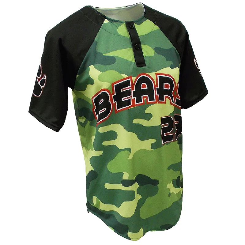 Custom Baseball Jersey for Birthday Parties-SBL 1015G - 2-Button Camo Baseball Jersey