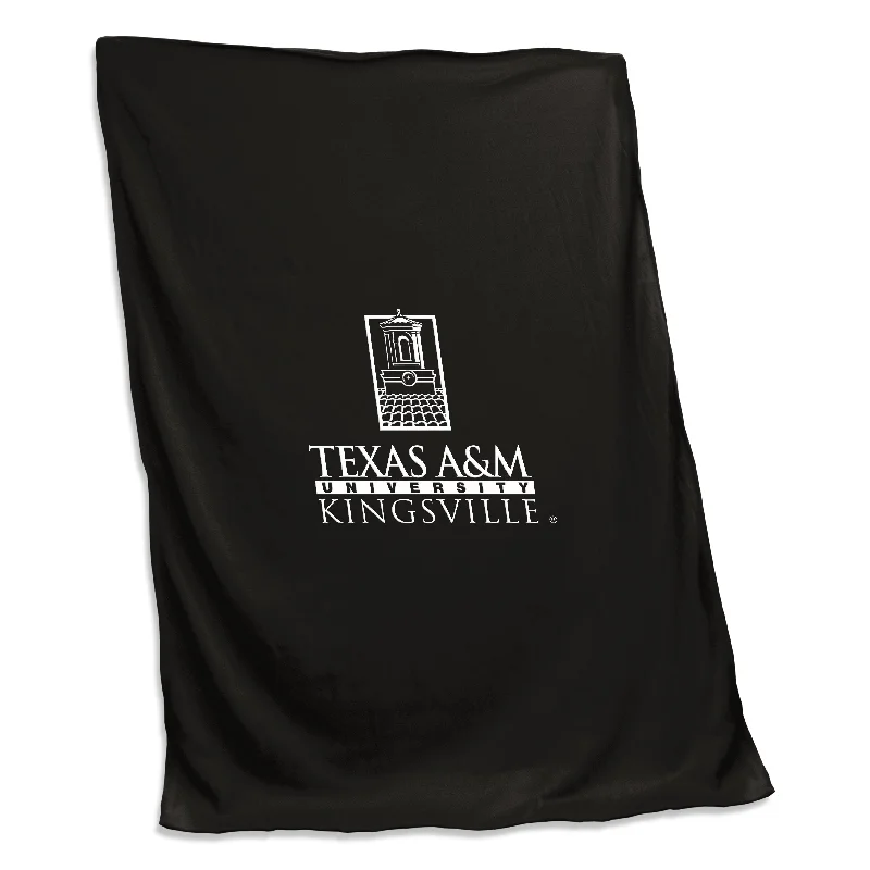 Sports-Themed Team Home Textiles for Bar and Man Cave Decor-Texas A&M - Kingsville Black Screened Sweatshirt Blanket