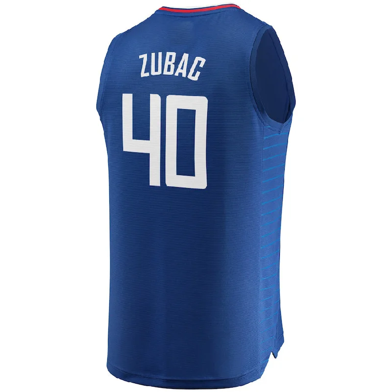 Basketball Jersey with Pockets for Convenience-LA.Clippers #40 Ivica Zubac Fanatics Branded Fast Break Replica Jersey Blue Icon Edition Royal Stitched American Basketball Jersey