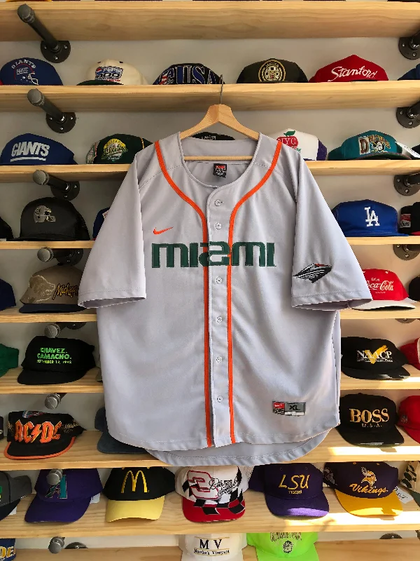 Baseball Jersey for Charity Events and Fundraisers-Vintage Nike University Of Miami Hurricanes Baseball Jersey Size XL