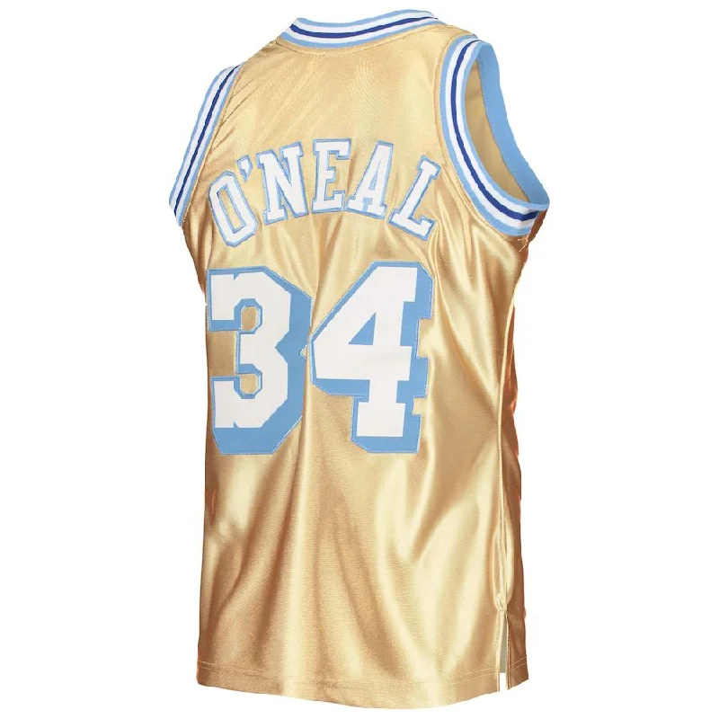 Sports Basketball Jersey for Intense Workouts-LA.Lakers #34 Shaquille O'Neal Mitchell & Ness 75th Anniversary 1996-97 Hardwood Classics Swingman Jersey Gold Stitched American Basketball Jersey