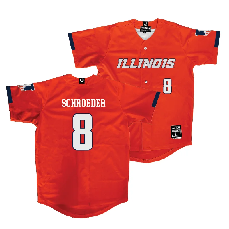 All-Black Baseball Jersey for a Bold Look-Illinois Orange Baseball Jersey - Jacob Schroeder #8