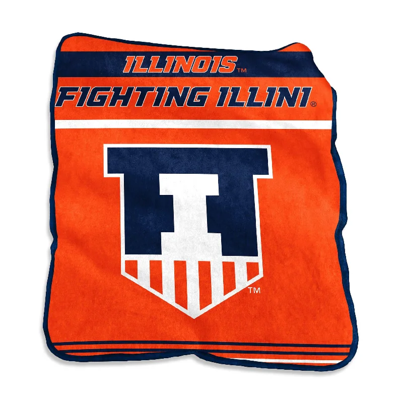 Team Home Textiles with Matching Curtains and Pillows for Coordinated Look-Illinois Gameday Raschel Throw