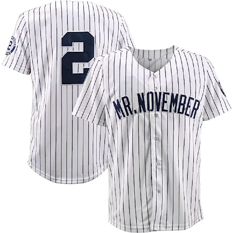 Modern Baseball Jersey with Street Style-Celebrate Baseball History with Mr. November Men's #2 Jeter Retro Baseball Jersey