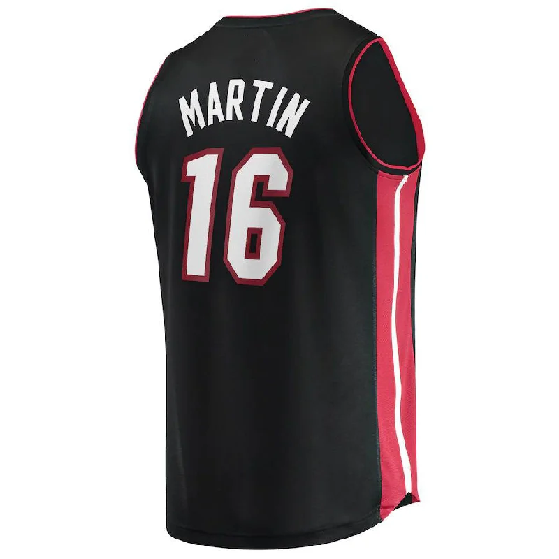 Classic White Basketball Jersey for Timeless Appeal-M.Heat #16 Caleb Martin Fanatics Branded  2021-22 Fast Break Replica Jersey Icon Edition Black Stitched American Basketball Jersey