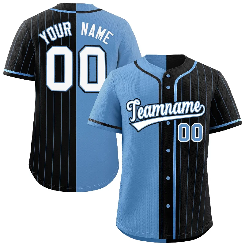 Retro Style Baseball Jersey for Classic Fans-Custom Light Blue Black Stripe-Solid Combo Fashion Authentic Baseball Jersey