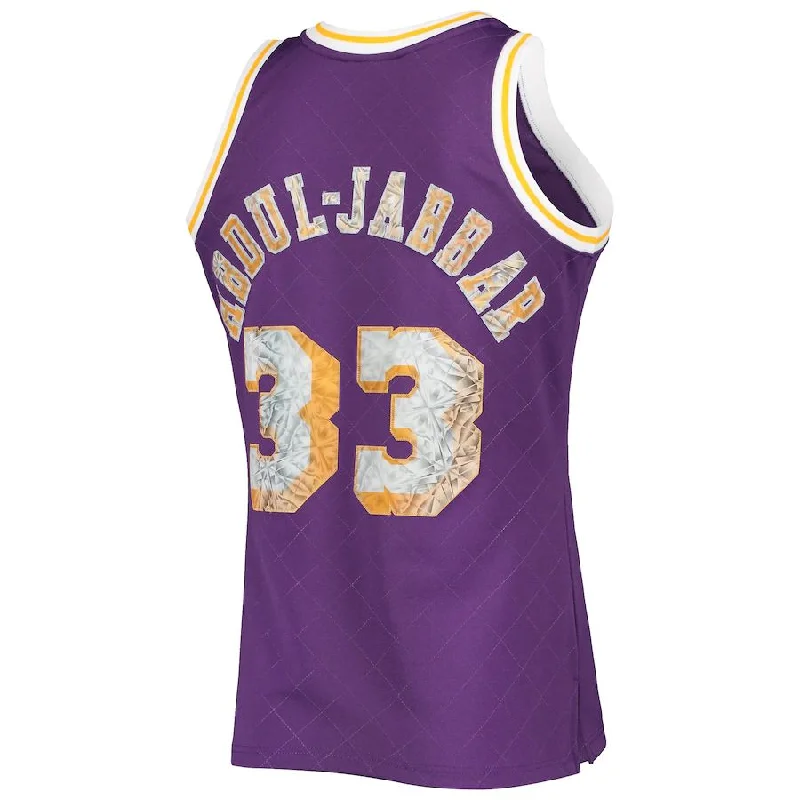 Comfortable Basketball Jersey for Practice Sessions-LA.Lakers #33 Kareem Abdul-Jabbar Mitchell & Ness 1996-97 Hardwood Classics 75th Anniversary Diamond Swingman Jersey Purple Stitched American Basketball Jersey