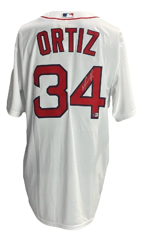 Comfortable Jersey for League Baseball Play-David Ortiz Signed Red Sox White Nike Baseball Jersey