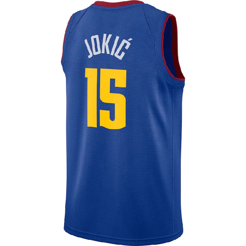 Custom Basketball Jersey for Charity Games-D.Nuggets #15 Nikola Jokic Jordan Brand 2020-21 Swingman Jersey Statement Edition Blue Stitched American Basketball Jersey