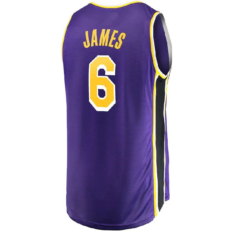 Classic Basketball Jersey for Game Day-LA.Lakers #6 LeBron James  Fanatics Branded 2021-22 Fast Break Replica Player Jersey Purple Statement Edition Stitched American Basketball Jersey