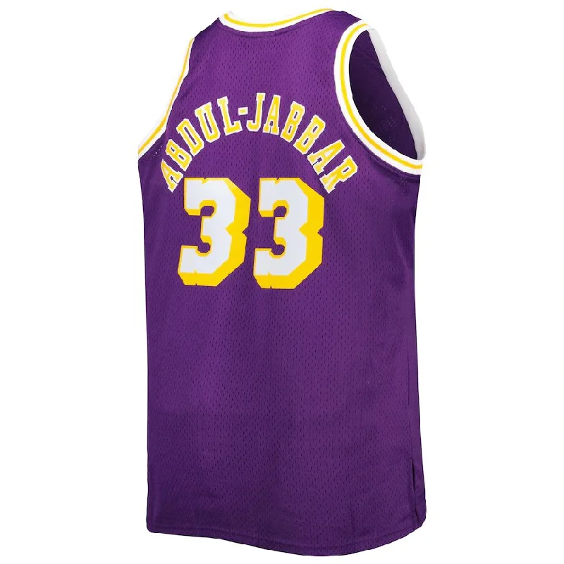 High-Performance Basketball Jersey for Athletes-LA.Lakers #33 Kareem Abdul-Jabbar Mitchell & Ness Big & Tall Hardwood Classics 1983-84 Swingman Jersey Purple Stitched American Basketball Jersey