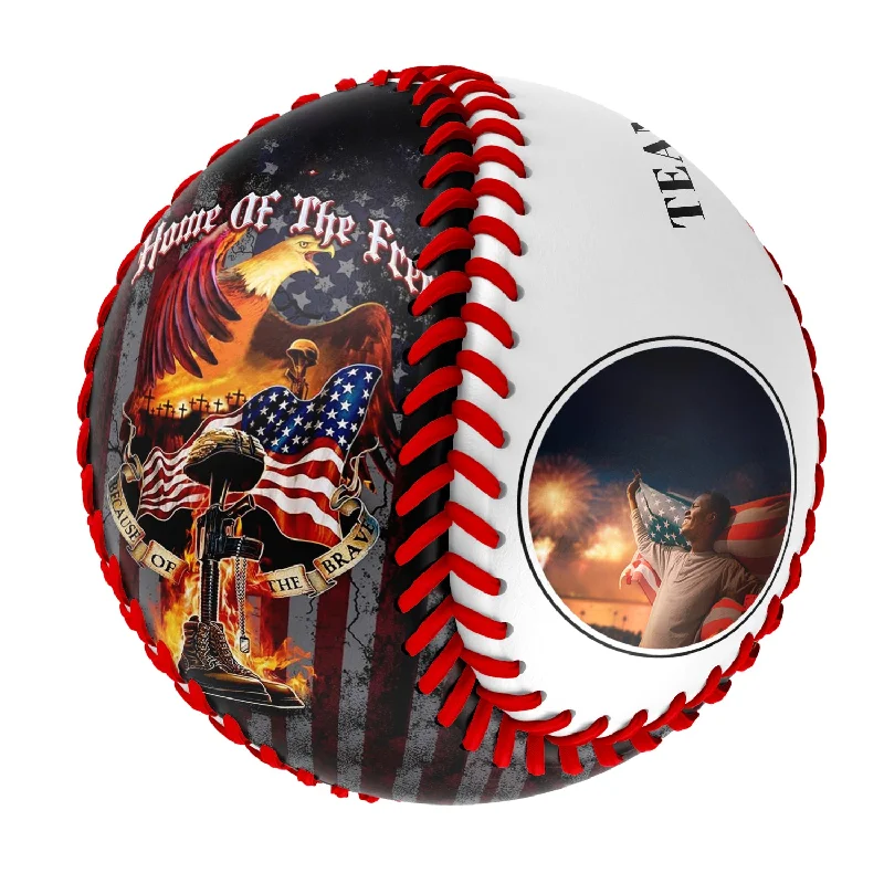 Baseball for Youth Leagues and Little League-Personalized White American Flag Eagle Veterans Photo Baseballs