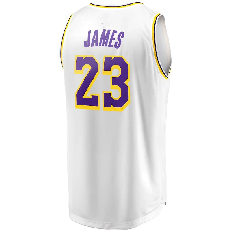 Personalized Basketball Jersey for Special Events-LA.Lakers #23 LeBron James Fanatics Branded Fast Break Replica Player Jersey Association Edition White Stitched American Basketball Jersey